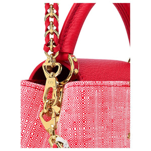 LOUIS VUITTON Capucines Nautical Series Gold Hardware Chain Tweed Single Shoulder Crossbody Handbag Mini Women's Fiery Red