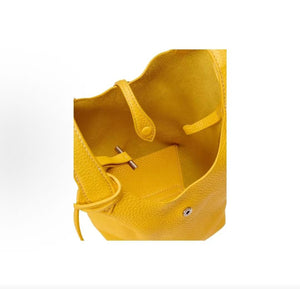 Ralph Lauren Polo Play iconic pony embossed hardware hobo bag, small leather tote bag, women's, yellow