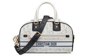 Dior Vibe Classic Bowling Bag | حقيبة ديور فايب بولينج كلاسيك (أبيض وأزرق) 👜✨.