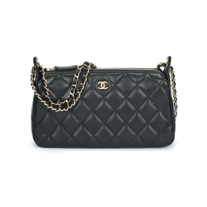 CHANEL 25A Cannabis Shoulder Bag Black.