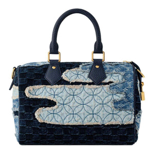 حقيبة Louis Vuitton Speedy بتصميم Patchwork Denim الأزرق.