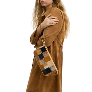 COACH Plaza 25 Exquisite New York Style Cowhide Leather Single Shoulder Bag Medium Size Women's Brown