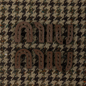 MIU MIU Miu Miu Leather Logo Text Fabric Pen Holder Bag Single Shoulder Bag Women's Dark Brown
