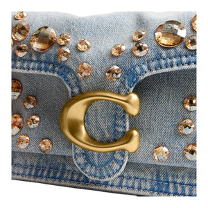 COACH Tabby 26 Imitation Crystal Denim Fabric Crossbody Shoulder Bag Medium Size Women's Silver