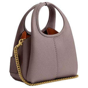 COACH Lana 19 Brand Logo Detachable Chain Strap Polished Pebble Pattern Leather Single Shoulder Crossbody Handbag Small Women's Brass Gray Edition
