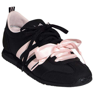 حذاء Sneakers أسود بفيونكة Pink ستان أنيقة.