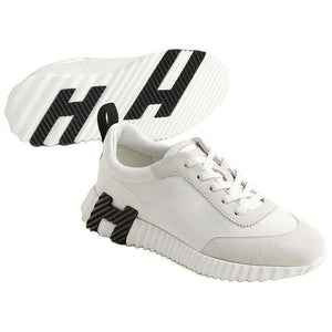 حذاء Sneakers أبيض كاجوال بنعل مريح وشعار H.
