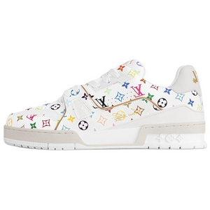 حذاء Louis Vuitton Trainer أبيض بنقشة Multicolor.
