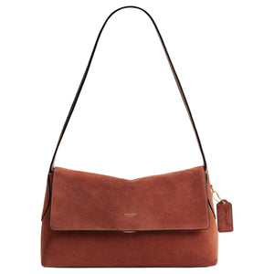 COACH Chelsea 30 Minimalist Design Push-Lock Cleavage Leather Single Shoulder Bag Large Women's Terracotta Color