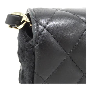 CHANEL Gold Label Double C Logo Quilted Leather Chain Lambskin Flap Bag Single Shoulder Crossbody Bag Women's Black