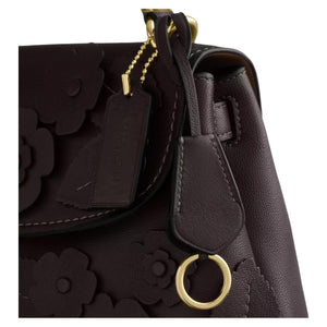COACH Emory 21 Floral Decals Gold Hardware Smooth Leather Handbag Small Women's Maple Color