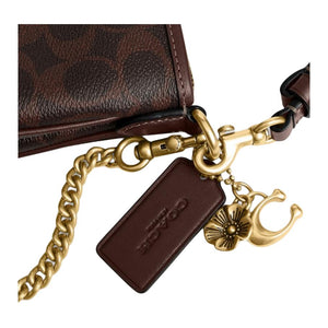 COACH AUDREY 22 Double Zipper Closure Brass Metal Hardware Artificial Leather Single Shoulder Bag Small Women's Brown