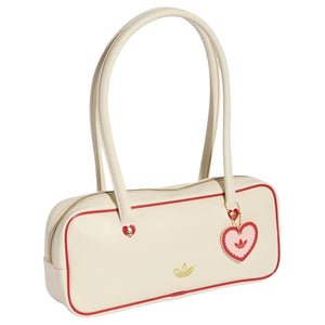 adidas originals elongated airliner Extended Airliner Bag Metal Badge Heart Logo Pendant Polyurethane Handbag Unisex Couple Style Off-white White