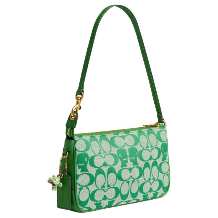 COACH x BRAIN DEAD collaboration Plaza 21 zipper seal fabric leather single shoulder bag small women's green