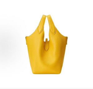 Ralph Lauren Polo Play iconic pony embossed hardware hobo bag, small leather tote bag, women's, yellow