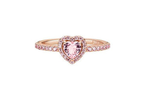 pandora rings خاتم وردي من زيركونيا بطابع رومانسي وأنيق.