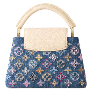 حقيبة Louis Vuitton Capucines قماش Denim مطرزة بالخرز.