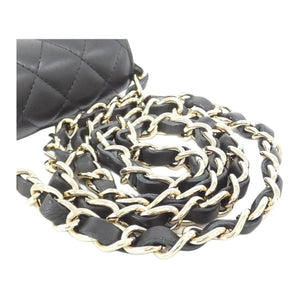 CHANEL Gold Label Double C Logo Quilted Leather Chain Lambskin Flap Bag Single Shoulder Crossbody Bag Women's Black