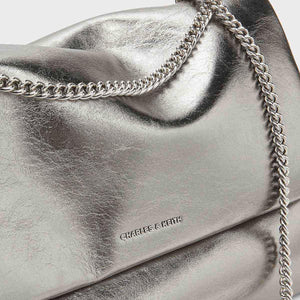 حقيبة Charles & Keith لون Metallic Silver مع سلسلة كتف.