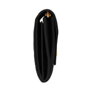 محفظة Saint Laurent جلد أسود بشعار ذهبي.