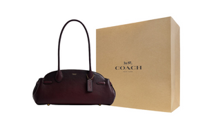 COACH Empire Carryall 34 Foil Logo Bowling Bag Crossbody Handbag Cowhide Leather Single Shoulder Large Women's Merlot Wine Red