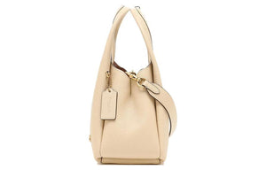 COACH Lana 23 Logo Stylish Simple Solid Color Leather Handbag Shoulder Bag Medium Size Women's Ivory White