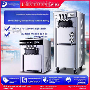 Countertop and floor-model commercial soft-serve ice cream machines side-by-side