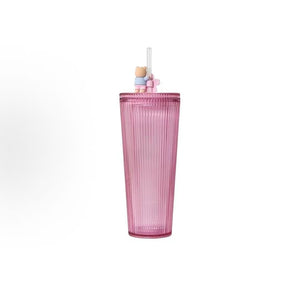 Starbucks Cherry Blossom Spring Series Straw Cup, Striped Plastic, Pink, 710ml