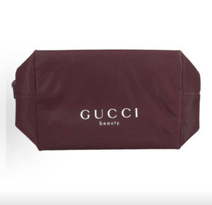 حقيبة يد GUCCI beauty عنابية بتفاصيل جلدية.