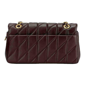 حقيبة Coach كتف جلد مبطن Quilted باللون البني الغامق.