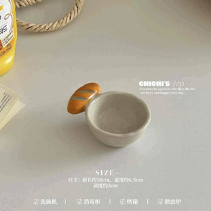 صحن تقديم سيراميك بتصميم Cute Bread و Pretzel مميز.