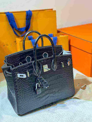 حقيبة فاخرة بتصيم Birkin - نقشة جلد التمساح - جودة صينية عالية.