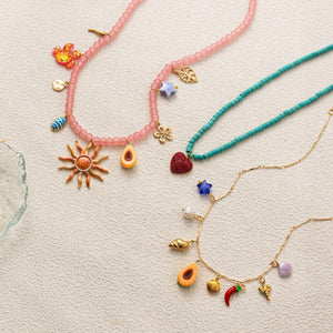 عقد Necklace بوهيمي ملون بدلايات Summer عصرية.