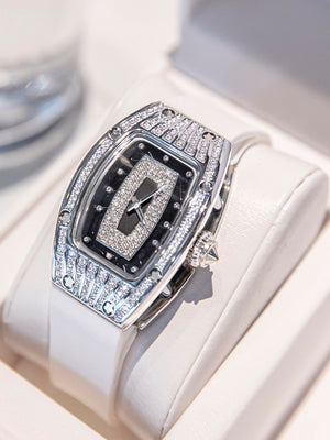 Light luxury niche diamond-encrusted women's watch, tonneau-shaped large dial, gypsophila high-end luxury women's watch brand genuine.