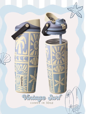 Owala Anniversary Limited New Coconut Tree 30oz Straw Cup FreeSip sway 890ml Insulated Cold Water Cup
