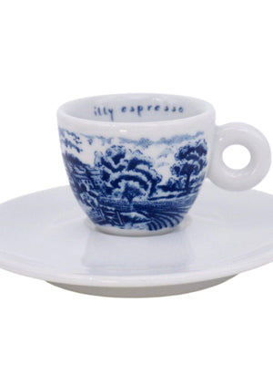 طقم أكواب قهوة Illy Collection - نقش أزرق كلاسيكي.