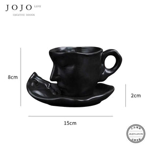 طقم كوب سيراميك Creative Design بتصميم وجه فني مميز.