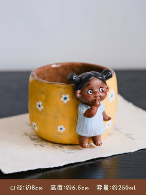 Yifang black coffee cup cute صناعة يدوية.