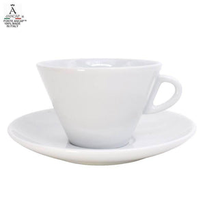 طقم فنجان قهوة Lavazza مع صحن - بورسلين أبيض وأزرق.
