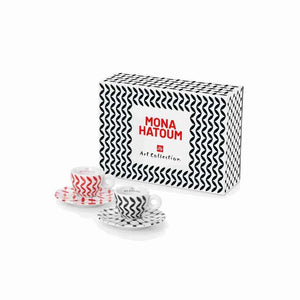 illy Coffee مجموعة من أكواب الإسبريسو من مجموعة "إيلي آرت كولكشن بتصميم الفنانة منى حاطوم.