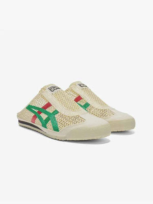 Onitsuka Tiger MEXICO 66 SABOT حذاء أسكس ميكسيكو 66 سابوت - سكري بشعار أخضر وأحمر.