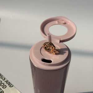 Starbucks Cup 20.26 million Flower Rose Realm pink cat-eye stainless steel double-spout straw cup with rose decoration