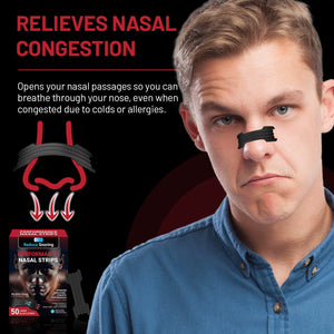 High-performance sports nose patches, 50 Nasal Strips, improve respiratory dilators and relieve nasal congestion and stop snoring