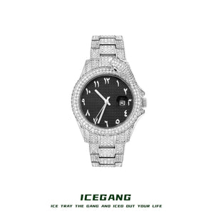 ساعة ICEGANG بميناء أسود من الأمام