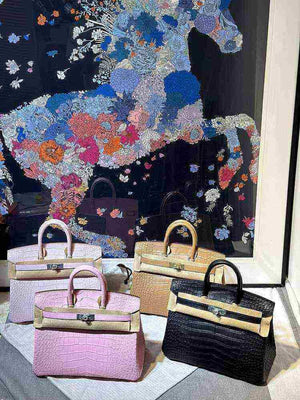 حقيبة فاخرة بتصيم Birkin - نقشة جلد التمساح - جودة صينية عالية.