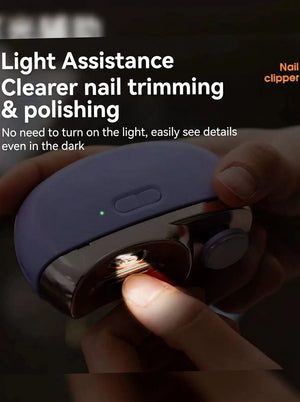 قصاصة أظافر كهربائية مع إضاءة LED أثناء الاستخدام