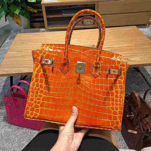 شنطة Birkin نسائية فاخرة بنقشة جلد التمساح – جودة صينية عالية.
