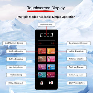 Touchscreen display showing drink selection modes on an Ice Cream Maker