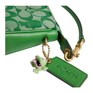 COACH x BRAIN DEAD collaboration Plaza 21 zipper seal fabric leather single shoulder bag small women's green
