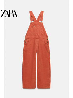 أوفرول جينز برتقالي Zara x Fruit of the Loom ملابس نسائية - رفعة